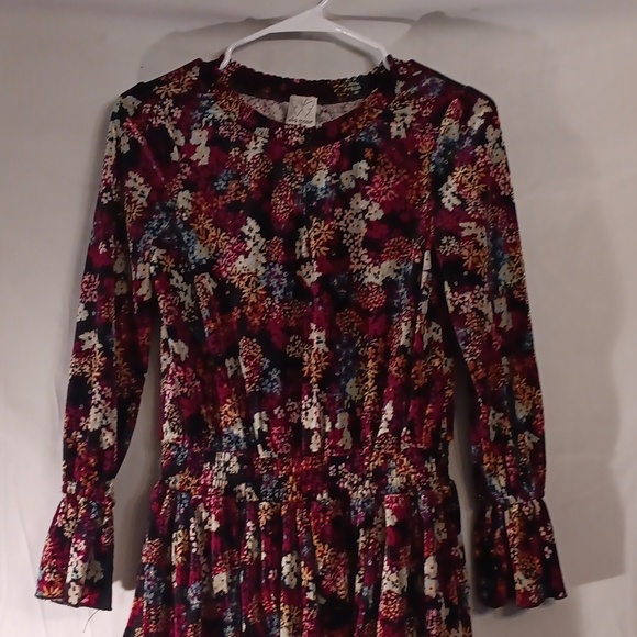 Ella Moss Red Long Sleeve Crew Neck Sundress Girls Size 12 - Picture 2 of 5